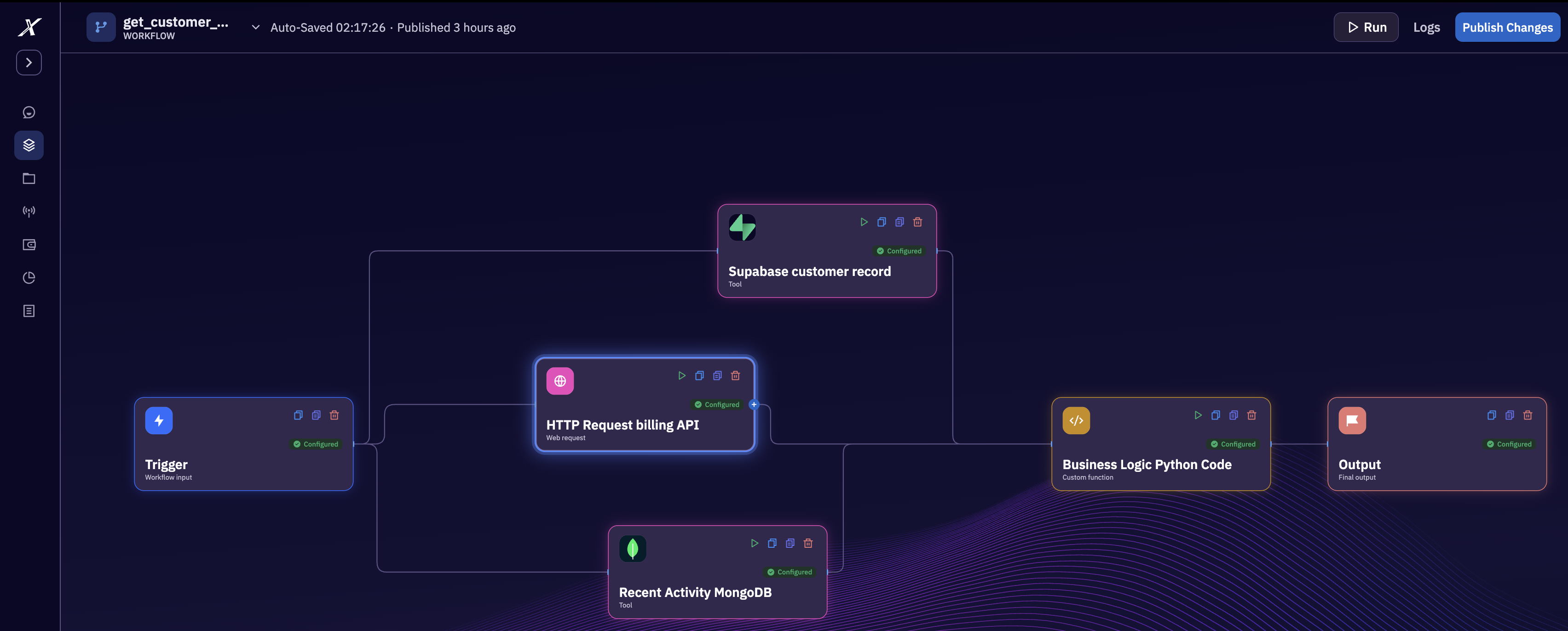 Xpectrum workflow editor